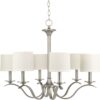 Inspire Collection Six-Light White Linen Shade Chandelier Light