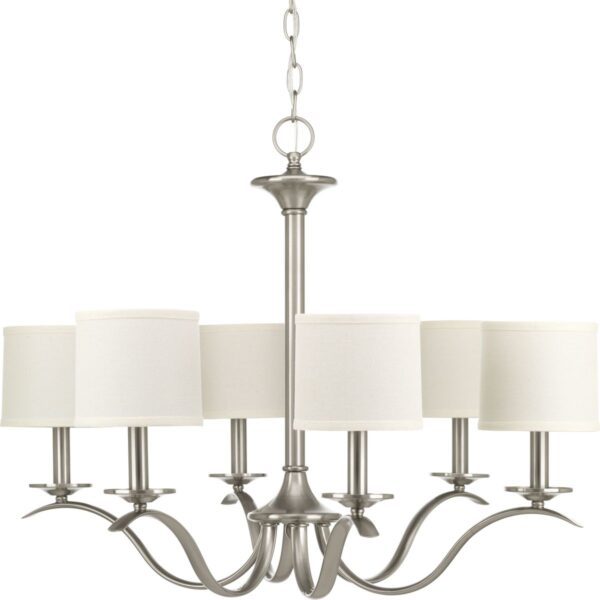 Inspire Collection Six-Light White Linen Shade Chandelier Light